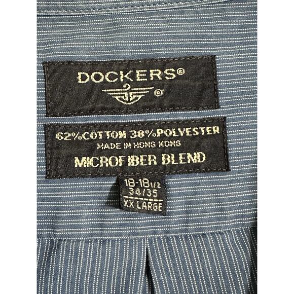 Dockers Men’s Button Down Shirt size XXL Blue Striped Long Sleeve Casual Dressy - Picture 4 of 11